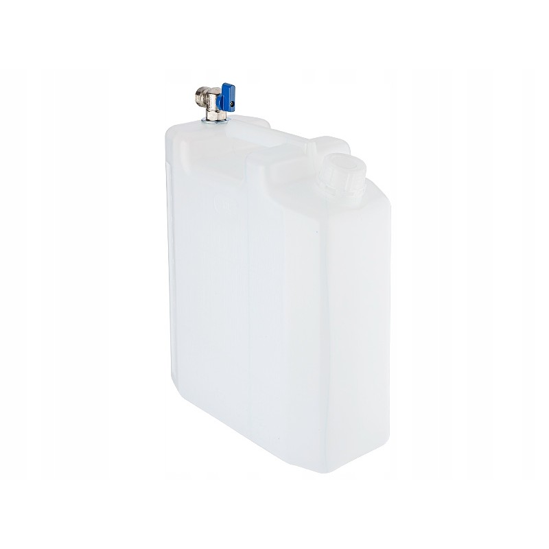 10l water canister with a short metal tap