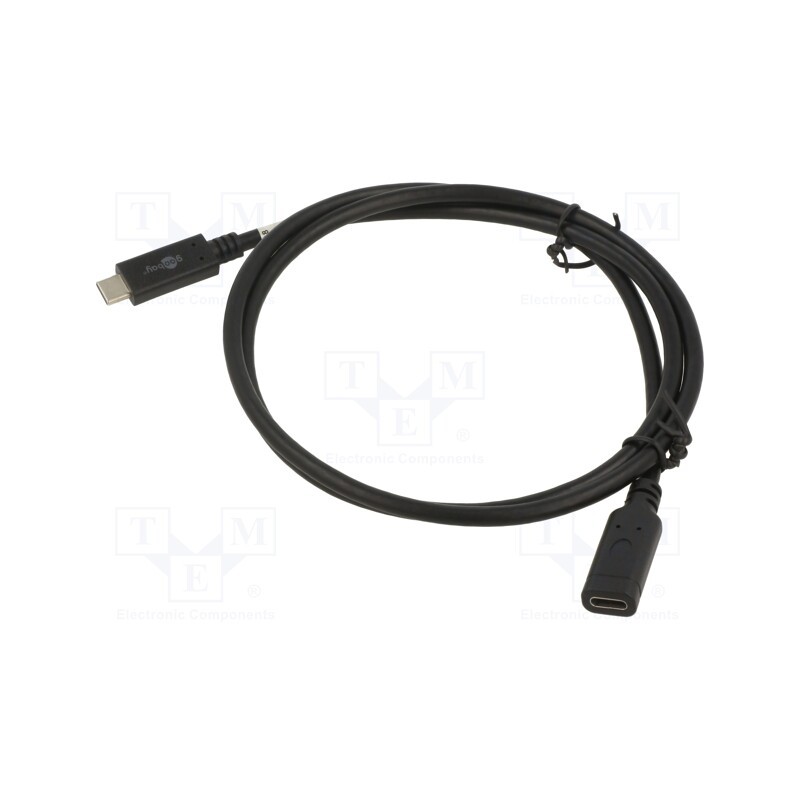1 pcs x Goobay - 61038 - Cable, USB 3.2, USB C socket,USB C plug, nickel plated, 1m, black
