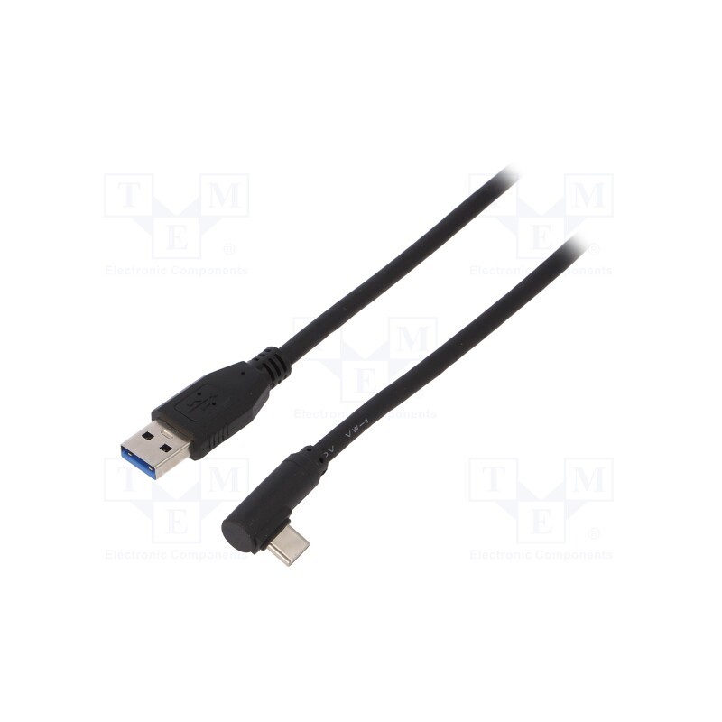 1 pcs x Goobay - 66504 - Cable, USB 3.0, USB A plug,USB C angled plug, 3m, black, Core: Cu