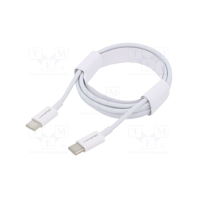 1 pcs x QOLTEC - 52360 - Cable, USB 2.0, USB C plug,both sides, 1.5m, white, 480Mbps, 60W