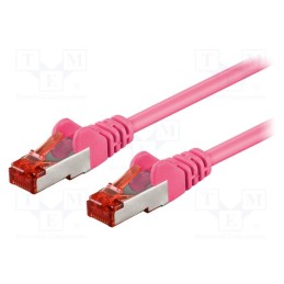 1 pcs x Goobay - 95465 - Patch cord, S/FTP, 6, stranded, CCA, PVC, pink, 0.5m, 27AWG