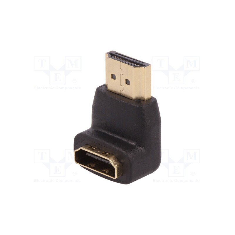 1 pcs x QOLTEC - 50513 - Adapter, HDMI socket 90°,HDMI plug, black