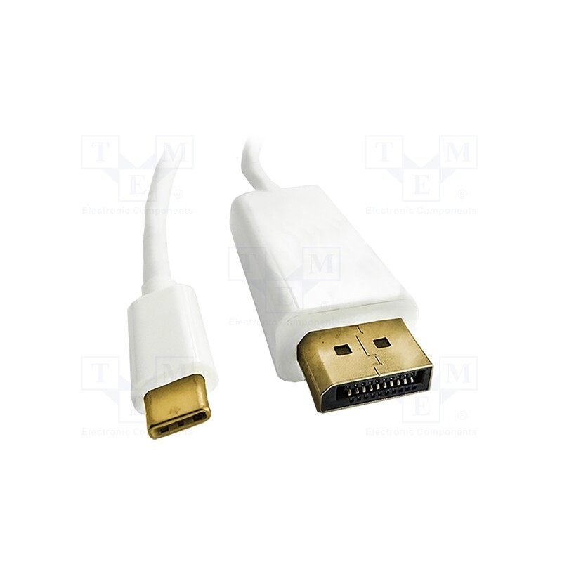 1 pcs x QOLTEC - 50413 - Adapter, DisplayPort 1.2,HDCP,USB 3.1, 2m, white