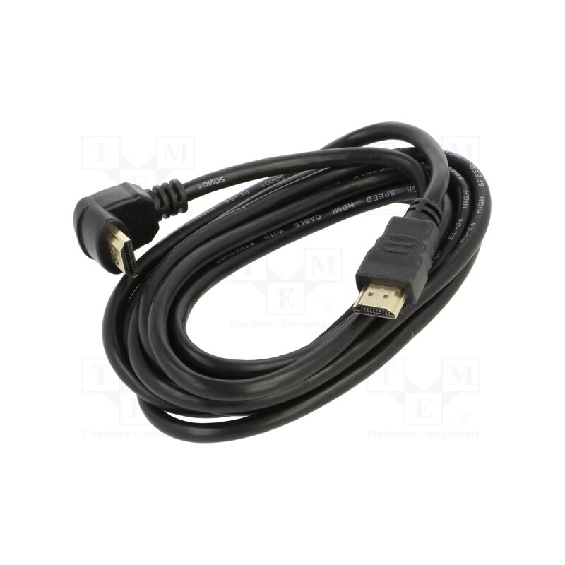 1 pcs x SAVIO - SAVKABELCL-109 - Cable, HDMI 2.0, HDMI plug,HDMI plug 90°, Len: 3m, black, 30AWG