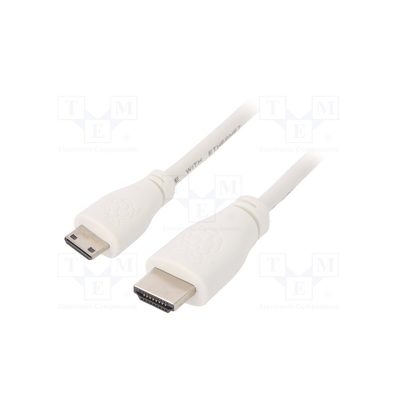 1 pcs x RASPBERRY PI - KAB-10023 - Cable, HDMI 2.0, HDMI plug,mini HDMI plug, 1m, white