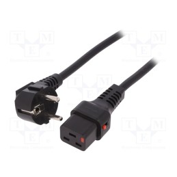 1 pcs x IEC LOCK - IEC-EL262S - Cable, CEE 7/7 (E/F) plug angled,IEC C19 female, PVC, 2m, black