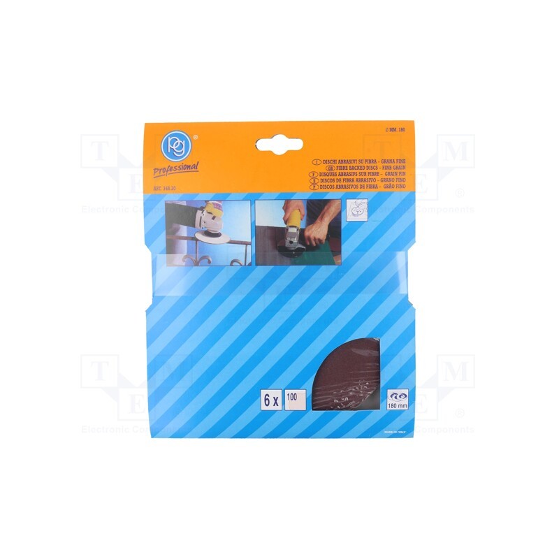 1 pcg x PG PROFESSIONAL - 348.2 - Sanding plate, Granularity: 100, fiber, Ø180mm, 6pcs.