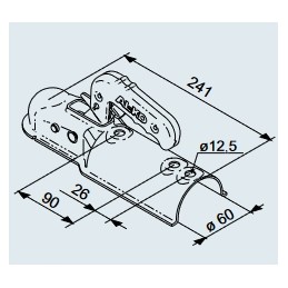 Hook in aluminum pipe diameter 60mm, 750kg security