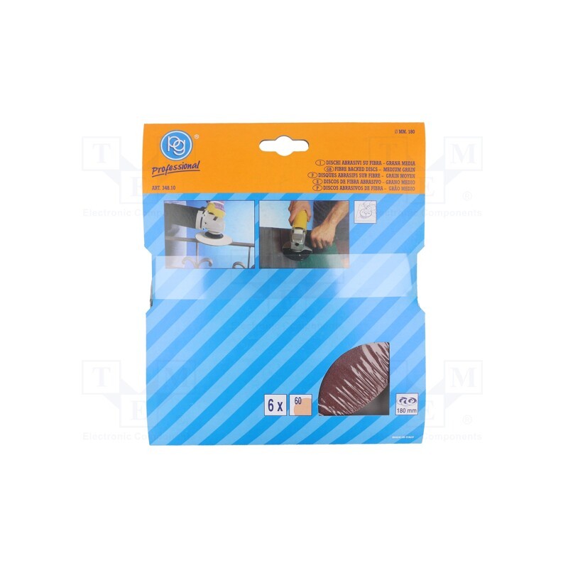 1 pcg x PG PROFESSIONAL - 348.1 - Sanding plate, Granularity: 60, fiber, Ø180mm, 6pcs.