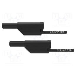 1 pcs x SCHu00dcTZINGER - VSFK 8701 / 2.5 / 100 / SW - Test lead, 32A, banana plug 4mm,both sides, Urated: 1kV, Len: 1m