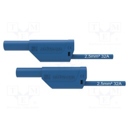1 pcs x SCHu00dcTZINGER - VSFK 8701 / 2.5 / 100 / BL - Test lead, 32A, banana plug 4mm,both sides, Urated: 1kV, Len: 1m
