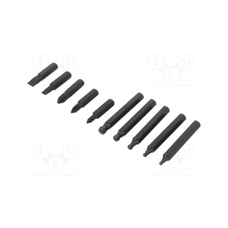 1 set x ENGINEER - DR-10 - Kit: screwdriver bits, spherical,Phillips,slot, 10pcs.
