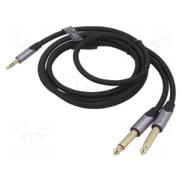 1 pcs x VENTION - BARHG - Cable, Jack 3,5mm 4pin plug,Jack 6,3mm plug x2, 1.5m, black