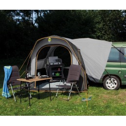 Inflatable tent on the back of a cruiser air suv euro trail bus