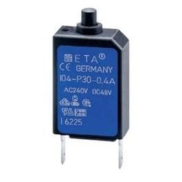 1 pcs : 104-P30-2A - Circuit Breakers Miniaturised single pole thermal circuit breaker with push-to-reset tease free, trip-free,