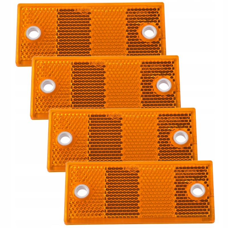 Set of 4x yellow reflectors 90x40 mm with holes