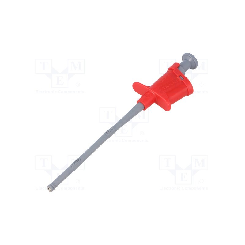 1 pcs x SCHu00dcTZINGER - SKPS 6780 NI / RT - Clip-on probe, pincers type, 6A, red, Plating: nickel plated, 4mm