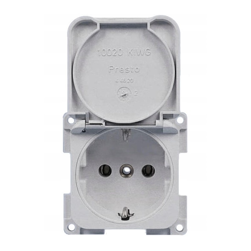 Socket with flap Schuko 250v 10 16a fawo gray