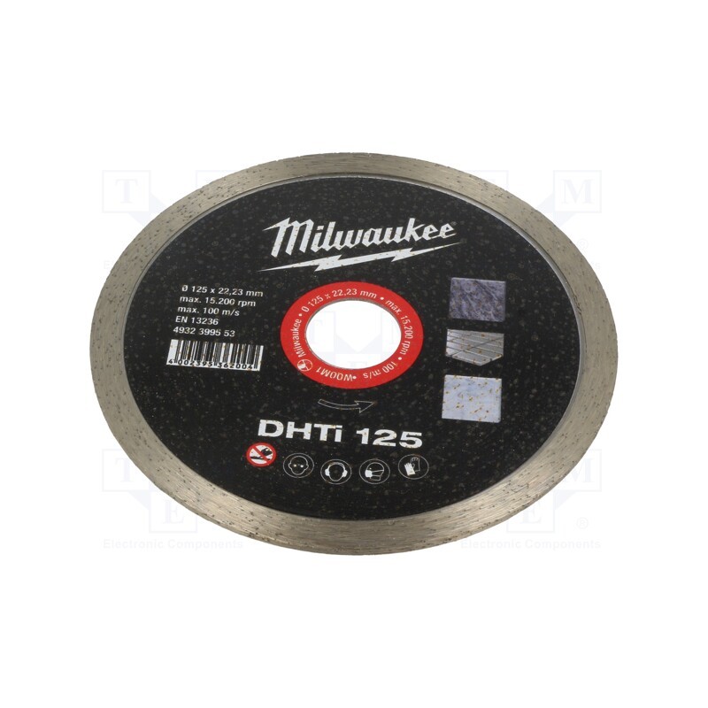 1 pcs x Milwaukee - 4932399553 - Cutting diamond wheel, Ø: 125mm, Øhole: 22.2mm, ceramic tile