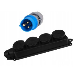 Camping reduction adapter cable 16a 4x 230v 40