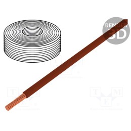 1 rol x DONAU ELEKTRONIK - 125-058 - Wire, stranded, Cu, 0.25mm2, PVC, brown, 100V, 50m, Class: 5