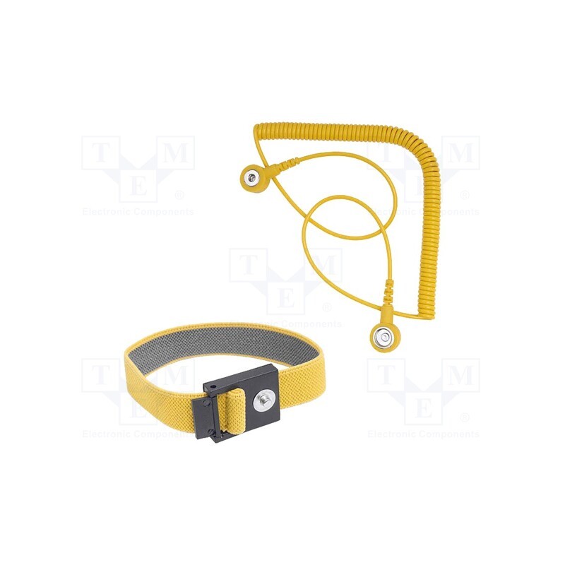 1 pcs x BERNSTEIN - 9-341 - Wristband, ESD, yellow, 2.4m, Equipment: wristbands,spiral cable