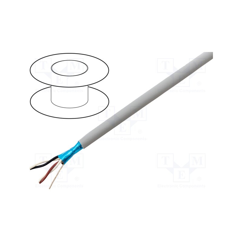 1 rol x ALPHA WIRE - 78172 SL005 - Wire, EcoCable Mini, 2x2x24AWG, Al-PET foil, MPPE, dark grey, 300V