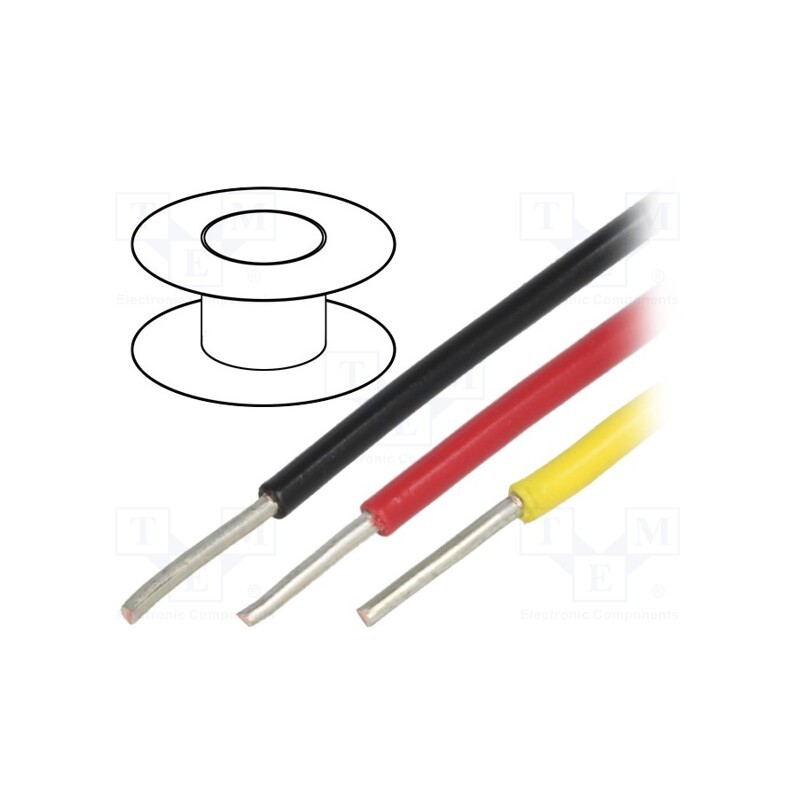 1 rol x ALPHA WIRE - 3053/1 YL005 - Wire, HookUp Wire, 20AWG, solid, Cu, PVC, yellow, 300V, 30.5m, 100ft