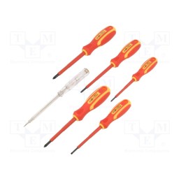 1 set x PG TOOLS - PGT020 - Kit: screwdrivers, insulated, Phillips,slot, 6pcs.