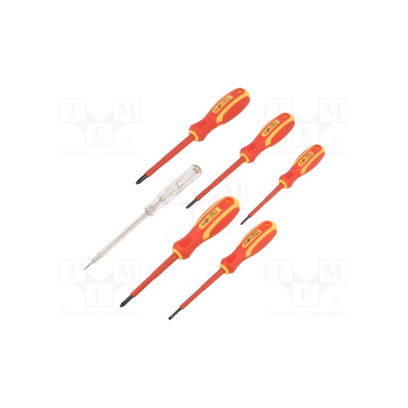 1 set x PG TOOLS - PGT020 - Kit: screwdrivers, insulated, Phillips,slot, 6pcs.