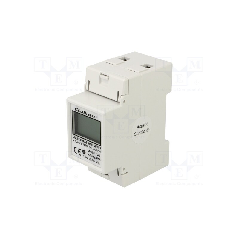 1 pcs x QOLTEC - 50899 - Counter, digital,mounting, for DIN rail mounting, single-phase