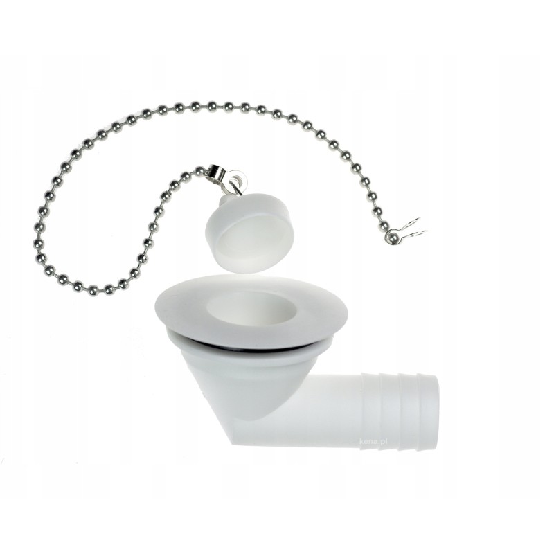 Angled water drain, 19mm plug for shower tray