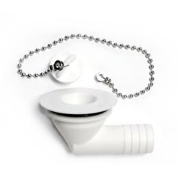 Angled water drain, 19mm plug for shower tray