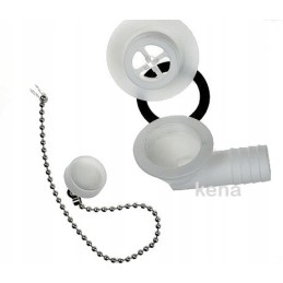 Angled water drain, 19mm plug for shower tray