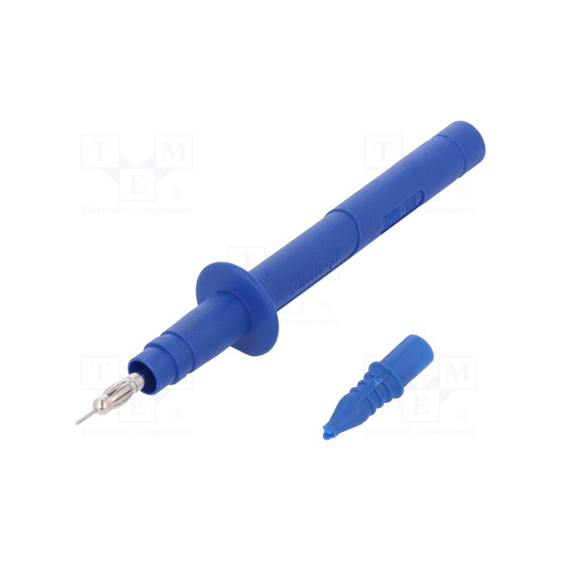 1 pcs x SCHu00dcTZINGER - SPS 2381 NI / BL - Probe tip, 5A, blue, Socket size: 4mm, Plating: nickel plated, 5mΩ