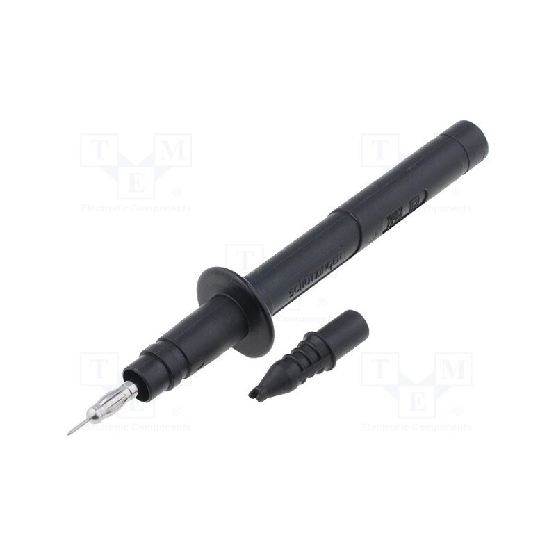 1 pcs x SCHu00dcTZINGER - SPS 2381 NI / SW - Probe tip, 5A, black, Socket size: 4mm, Plating: nickel plated