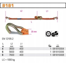 Lashing belt with tensioner 1000kg 6m robur 8181 6m