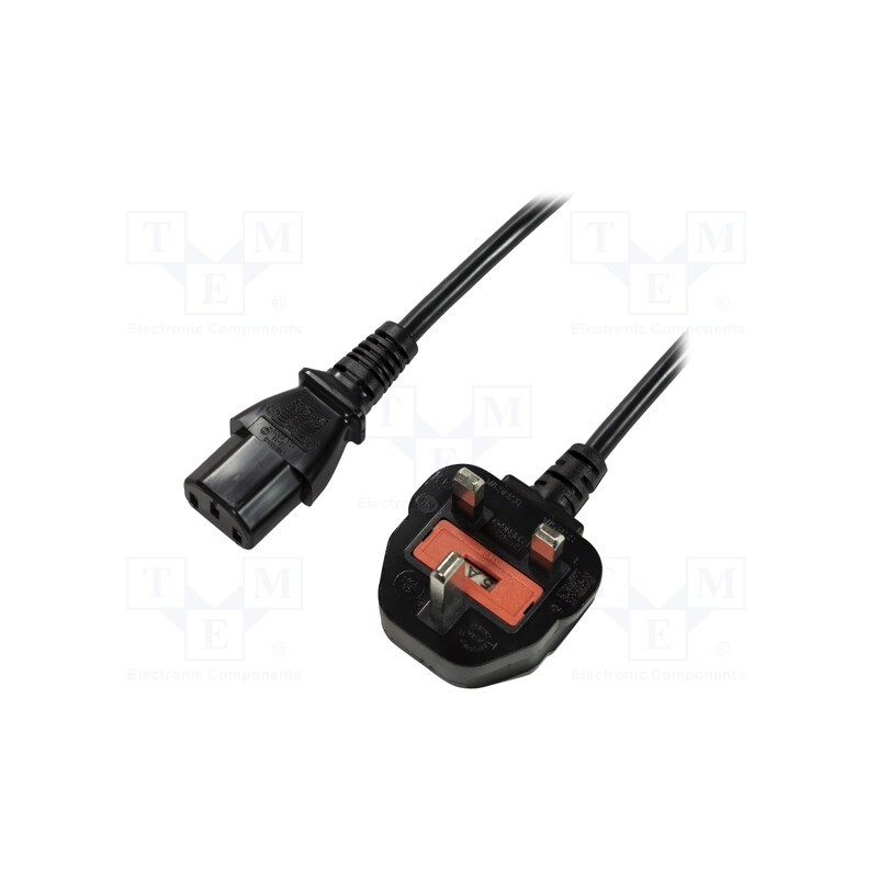 1 pcs x LOGILINK - CP121 - Cable, 3x0.75mm2, BS 1363 (G) plug,IEC C13 female, 1.8m, black