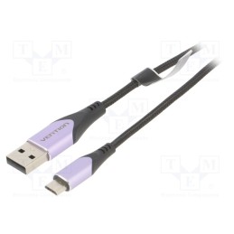 1 pcs x VENTION - COAVH - Cable, USB 2.0, USB A plug,USB B micro plug, 2m, black, 480Mbps