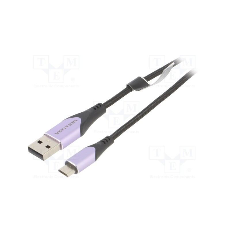 1 pcs x VENTION - COAVH - Cable, USB 2.0, USB A plug,USB B micro plug, 2m, black, 480Mbps