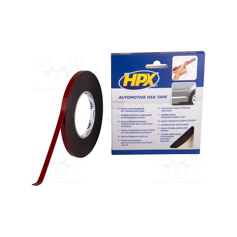 1 rol x HPX - HSA003 - Tape: fixing, W: 9mm, L: 10m, Thk: 1.1mm, double-sided, acrylic