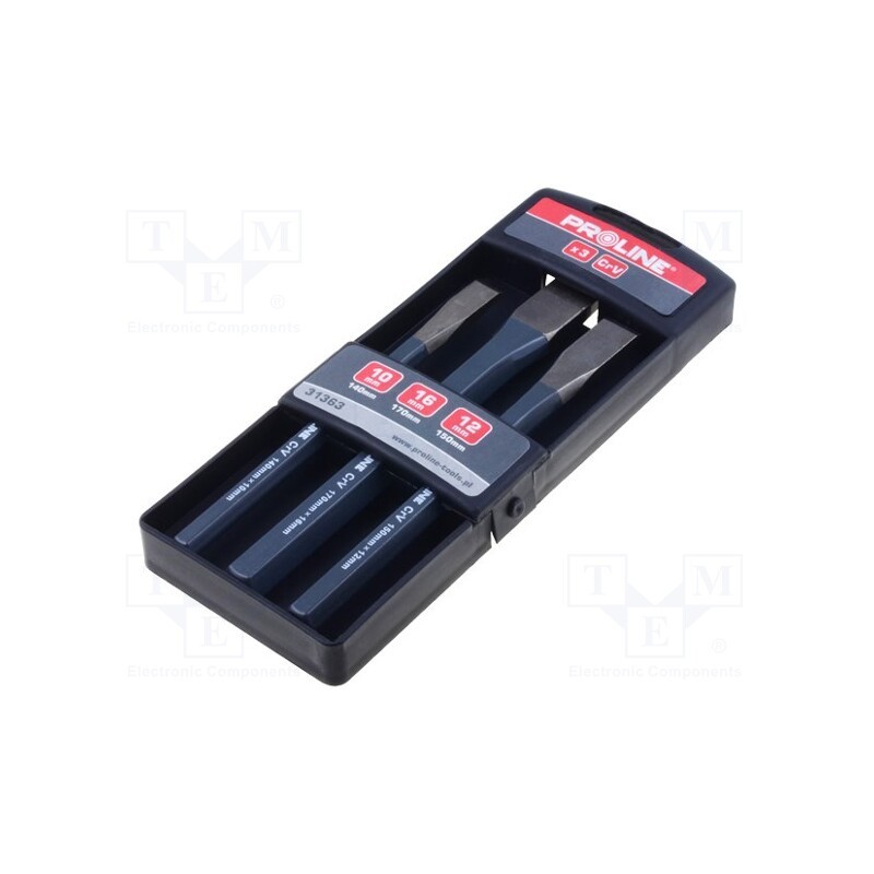 1 set x PROLINE - 31363 - Kit: cold chisels, 140x10mm,150x12mm,170x16mm, plastic case