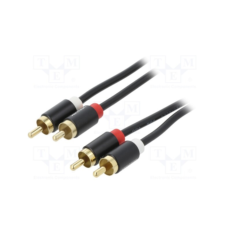 1 pcs x VENTION - VAB-R06-B300 - Cable, RCA plug x2,both sides, 3m, Plating: gold-plated, black