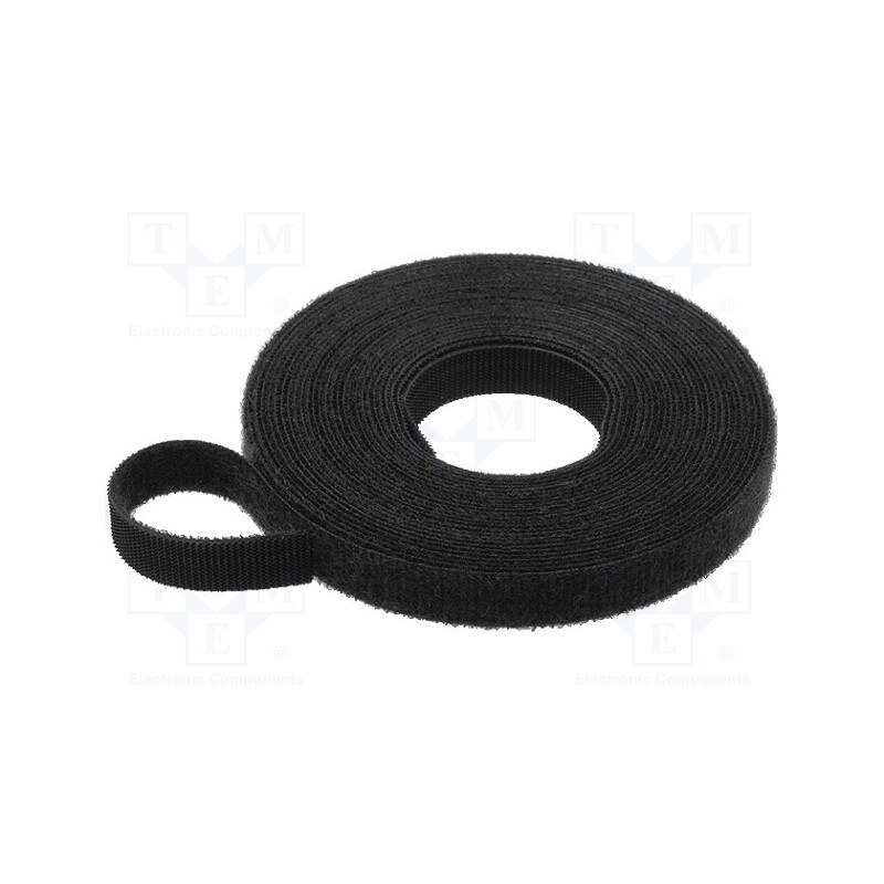 1 pcs x TESA - 55239-00000-01 - Tape: hook and loop, W: 10mm, L: 5m, black, Application: bundling
