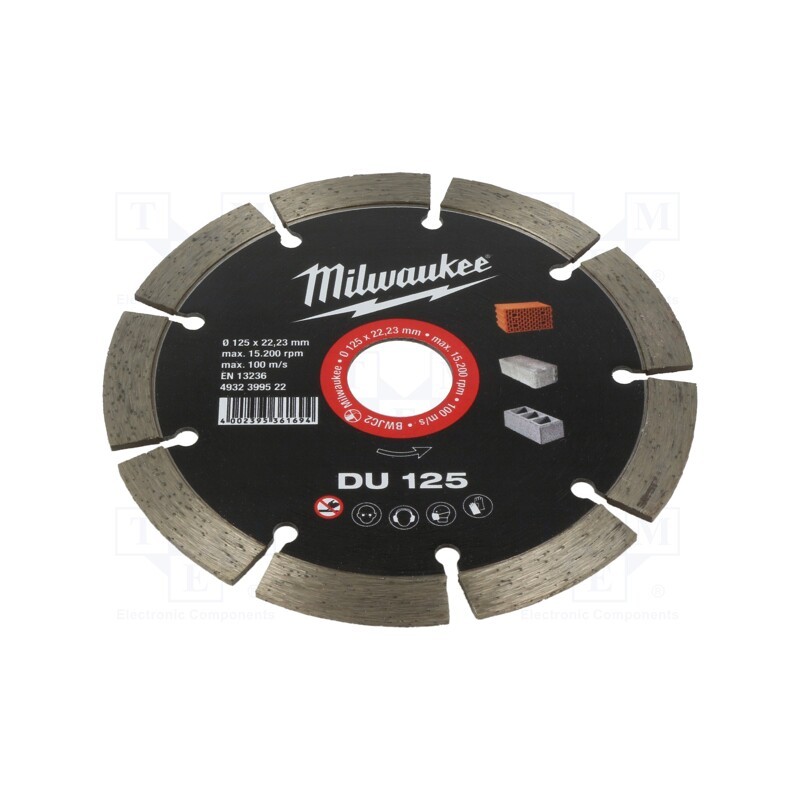 1 pcs x Milwaukee - 4932399522 - Cutting diamond wheel, Ø: 125mm, Øhole: 22.2mm, Disc thick: 2.3mm
