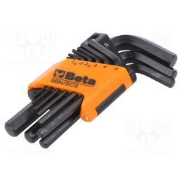 1 set x BETA - 96N/SC9 - Wrenches set, hex key, short, 9pcs.