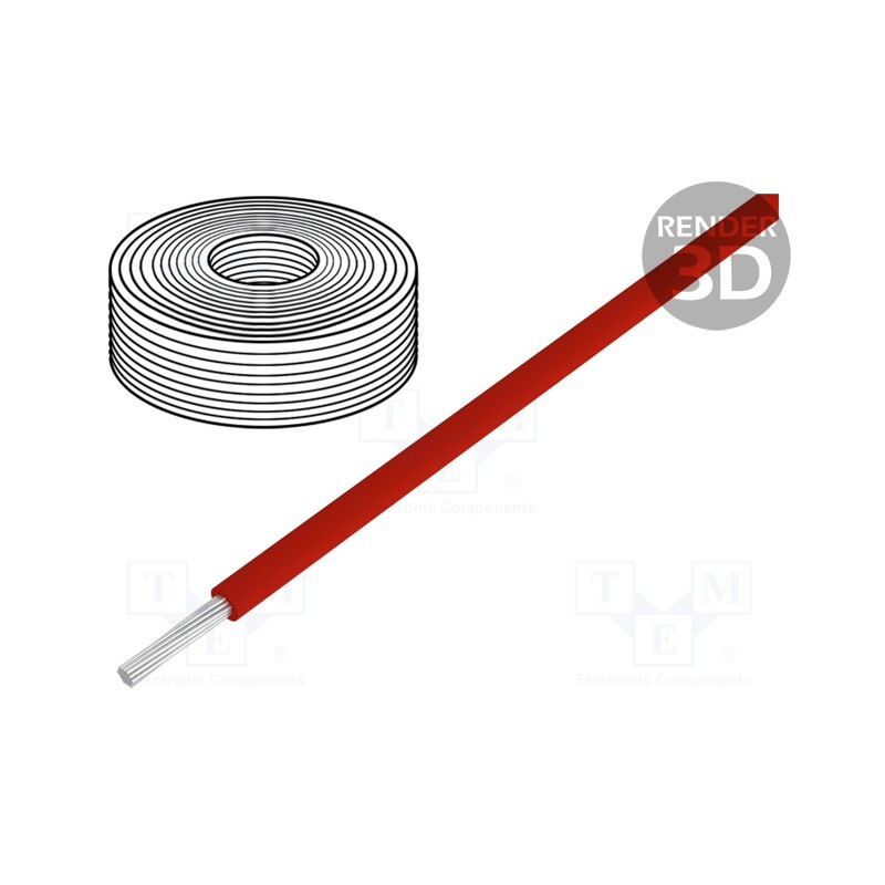 1 rol x DONAU ELEKTRONIK - 110-0 - Wire, stranded, Cu, 0.04mm2, PVC, red, 60V, 10m, 1x0.04mm2