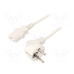 1 pcs x GEMBIRD - PC-186W-VDE - Cable, 3x0.75mm2, CEE 7/7 (E/F) plug angled,IEC C13 female, PVC