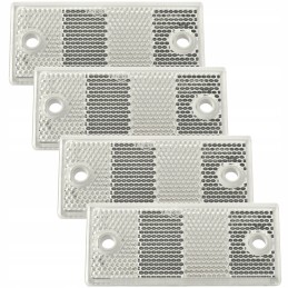Set of 4x white reflectors 90x40 mm with holes