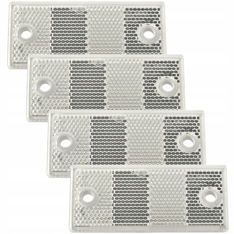 Set of 4x white reflectors 90x40 mm with holes